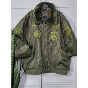 AVIREX Flight Jacket 90'S Style Patches Hip/ Waist Length G-8 Bomber Green 3XL